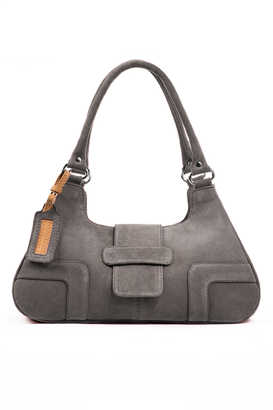 Dress handbag in pebble grey leather - Top view